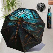 New Animal Print Pattern Umbrella, Peacock, Dragonfly, Dog, Butterfly Print Pattern Sun And Rain Umbrella, Outdoor Travel Sunshade Umbrella, Dual-Use Lightweight And Portable, Gift For Nature And Animal Lovers, Gift Umbrella, Decorative Umbrella. - Black - View 21