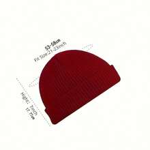 4pcs Unisex Beanie Hat Set, Hip Hop Streetwear Fisherman Skull Cap, Casual Slouchy Style Skull Cap, Grapefruit Color, Autumn/Winter - Multicolor - View 6