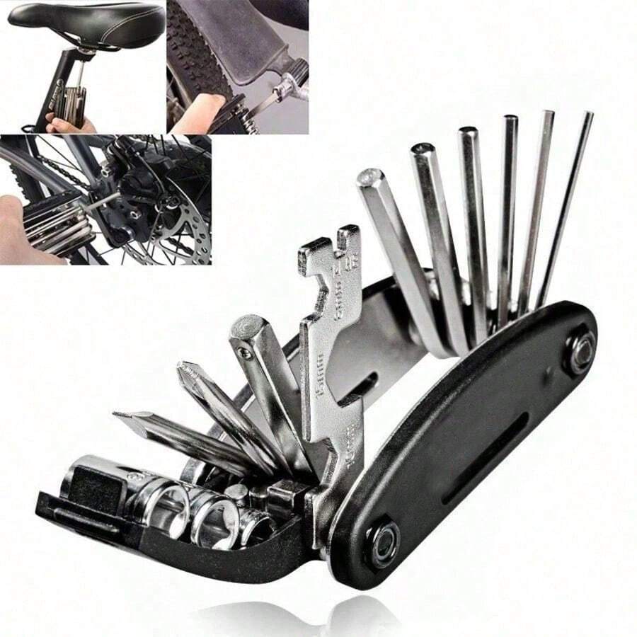Cycling Essential! 16-In-1 Bicycle Multi-Function Tool, Foldable Portable Repair Wrench Set, Universal Hex Screwdriver - Multicolor - View 1