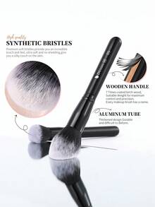 DUcare 15PC Professional Makeup Brushes Set Classic Black Synthetic Fiber Wood Handle Foundation Concealer Blush Eyeshadow Kabuki Brush Kit With Instructions, Vegan & Cruelty-Free Kit Luxury Beauty Tools For Full Face Makeup Application Cosmetics Tools - Black - View 5