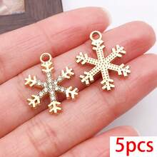 5/10pcs Rhinestone Snowflake Charms Inlaid Winter Snow Pendants For DIY Fashion Bracelet Earring Necklace Christmas Jewelry Making Supplies - Multicolor - View 11