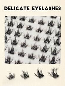 Sibeuna 64pcs D Curl Fluffy Faux Mink Half Lash, Cross Thickened, Single Cluster False Eyelashes, Soft And Fluffy, Natural Look, DIY Lash Clusters - D - View 3