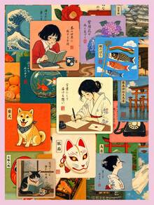 50Pcs Retro Japanese Style Stickers, Showa Nostalgic Kimono Girl Waterproof Decals For Stationery DIY Decor - Multicolor - View 1
