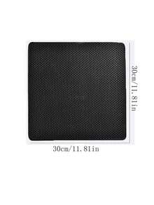 1pc EVA Double-Layer Integrated Single-Hole Cat Litter Mat, Suitable For Small, Medium And Large Cat Litter Boxes, Waterproof Cat Litter Cleaning Mat, Double-Layer Honeycomb Design Helps Collect Waste, 1.2cm Thick Cat Litter Box Mat - Black - View 17