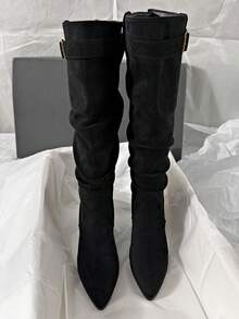 Autumn/Winter New High-Top Boots Thick Heel High Heel Women's Boots Plus Size - Black - View 3