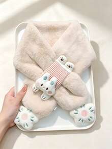 1pc Cute Rabbit Plush Scarf, Versatile Warm Neck Warmer For Autumn/Winter Daily Use - Multicolor - View 9