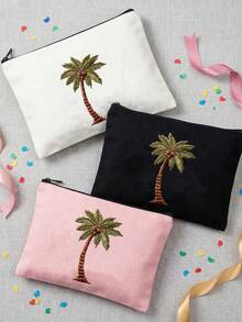 Coconut Tree Printed Makeup Bag, Toiletries Organizing Bag,Lightweight Coin Purse, Palm Tree Printed Toiletries Bag, Storage Bag, For Shopping, Perfect Gift For Birthday, Halloween, Saudi National Day - Multicolor - View 5