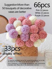 8/16pcs Artificial Chrysanthemum, Dandelion, Hydrangea Bouquet, Suitable As Gift For Friends, Bride, Used For Wedding Decoration, Home, Office, Cafe, Party - Pink - View 16