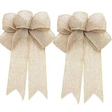 (2pcs/Pack) Christmas Tree Wreath Decoration Bows, Linen Bows Christmas Tree Decoration DIY Handmade Materials - Mixed Colors - View 2
