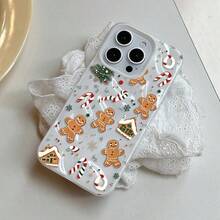 卡通聖誕樹雪人手機殼，適用於 iPhone 18 Pro Max 17 16 15 Plus 14 13 12 11 Pro Max 14 Plus，防震摺疊紋理軟殼，表面曲面紋理手機殼 - 白色-T22082 - 查看 6