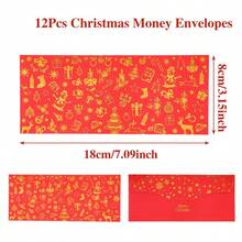 6/3/1pc Christmas Red Gold Foil Envelopes Set, Snowflake Hot Stamping Money Gift Envelope, Xmas Greeting Card Letter Paper Postcard Invitation For Holiday Party Favor, Festive Stationery Back To School Winter Photo Booth Table Display Prop - A - View 12
