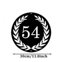 3 Sizes Available! Custom House Number Sign, Round Black Metal Address Plaque, Wreath Laurel Cutout House ,Modern Outdoor Wall Mounted House Number Plate For Home Gate Yard Decor - Black - View 12