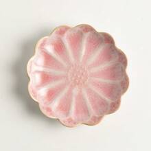 1pc 4.45-Inch Ceramic Flower Petal Jewelry Tray Holder, 2 Colors, Storage Dish For Necklaces, Rings In Living Room Bedroom Back To School - Pink - View 6