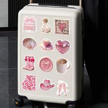 50pcs Girls Love Poem Pink Stickers, Vintage Campus Handmade Essential, Cute Mysterious INS Y2K Urban Style Sticker - Green - View 6