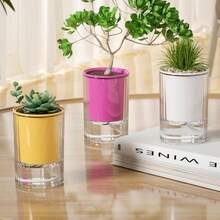 2pcs Multicolor Double Layer Self-Watering Planters, Indoor Desktop Hydroponic Pots, Modern Decorative Planters, Office Home Decor Planting Pots, Suitable For Indoor Plants, Succulents - New Model - View 6