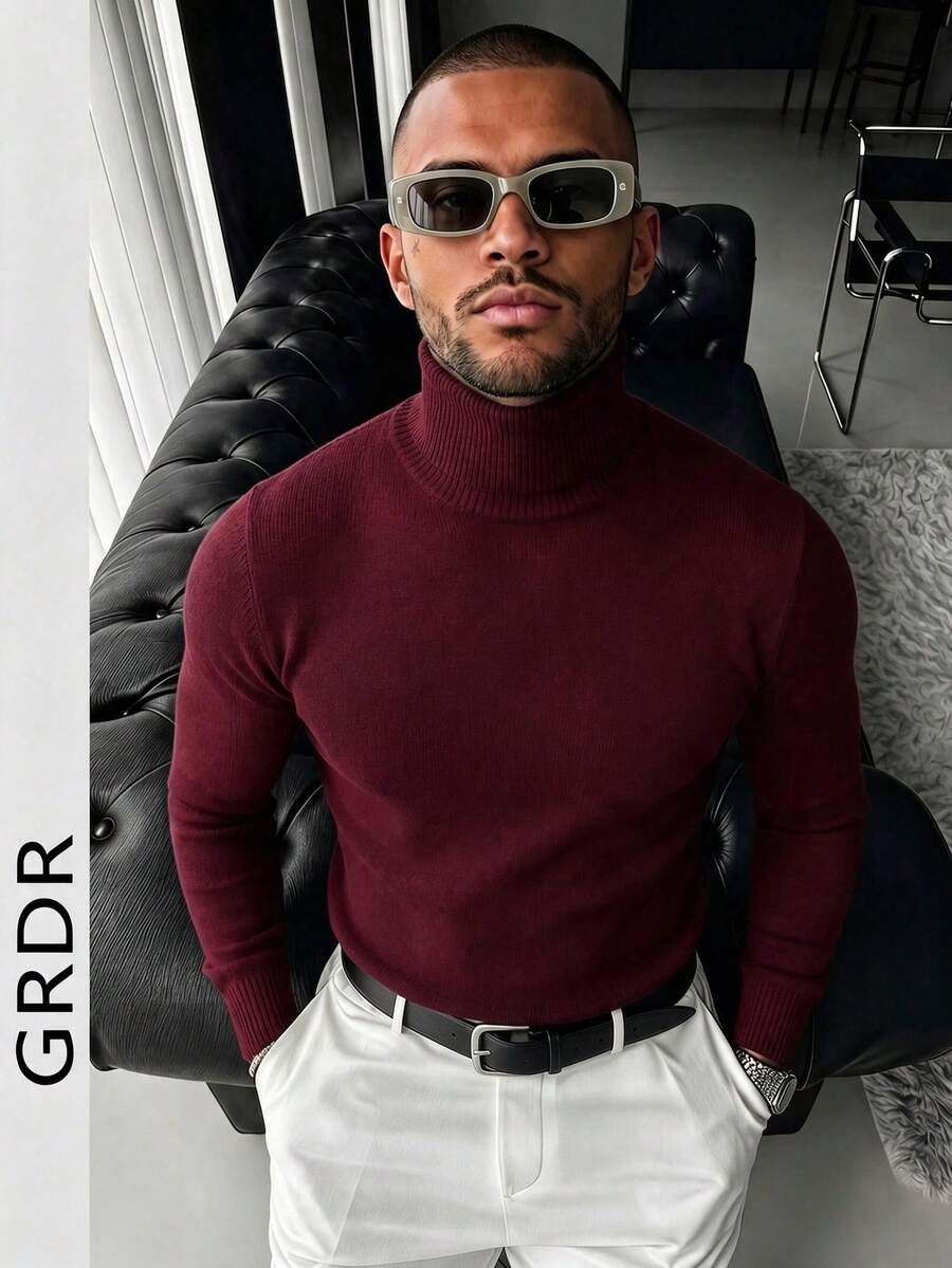 GRDR Men's Crew Neck Long Sleeve Sweater, Versatile Everyday Wear Knitted Pullover