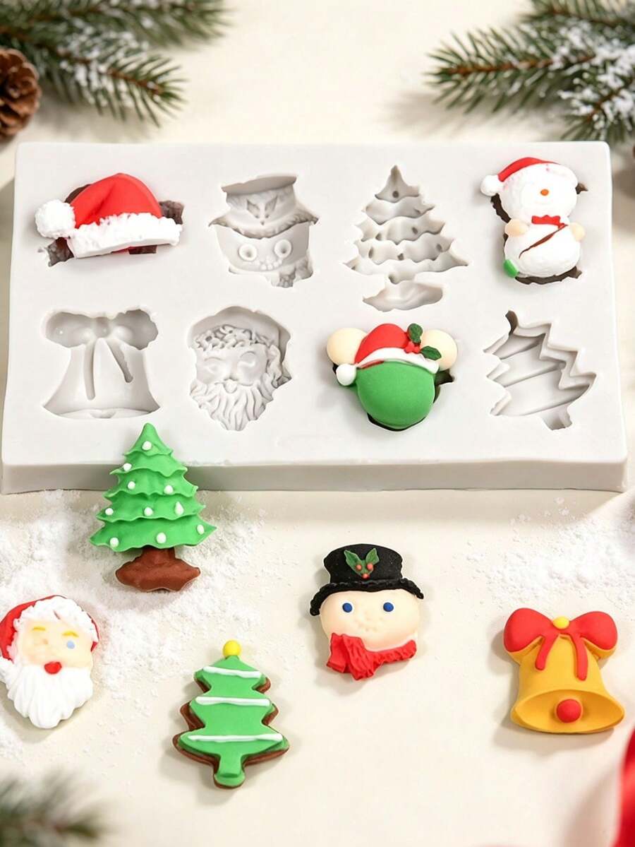 Set Cetakan Silikon Pohon Natal dan Manusia Salju, Alat Dekorasi Kue Cokelat Permen Fondan untuk Memanggang, Gadget Dapur untuk DIY Hari Raya, Pasta Gula, Silikon yang Dapat Digunakan Kembali Mudah Dibersihkan dan Mudah Dilepas, Perlengkapan Memanggang Dapur