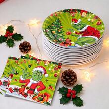 The Grinch Greenwich Green Greentown Theme Christmas Decoration Party Supplies Set - Tissue, Plate, Green Greentown Theme Party Set - Tableware - Multicolor - View 5