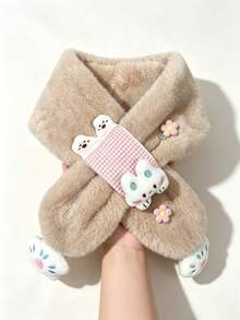 1pc Cute Rabbit Plush Scarf, Versatile Warm Neck Warmer For Autumn/Winter Daily Use - Multicolor - View 8