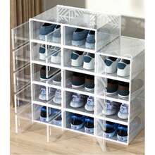 1pc Stackable Side‑Open Shoe Storage Box, Ventilated Back Panel Shoe Organizer, Moisture‑Proof Mold & Odor Resistant Sneaker Storage Container, Easy To Assemble Space‑Saving Clear Shoe Case For Closet Bedroom Entryway Footwear Organization - Multicolor - View 4