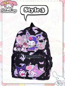 asmodee Sanrio Cinnamoroll Printed Backpack, Full-Coverage Graffiti Style Pattern Polyester Daily Bag, Multiple Storage Pockets, Adjustable Thickened Shoulder Straps - Multicolor - View 13