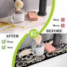 1pc Halloween Skull Pattern Quick-Dry Mat, Sink Faucet Absorbent Pad, Drainage Mat, Suitable For Kitchen, Bathroom Sink, Countertop, Drainage Mat, Diatomaceous Earth Material, Trimmable, Quick-Dry Mat - Multicolor - View 8