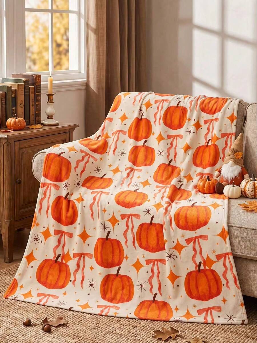 1pc Autumn Flannel Blanket, Single-Sided Print, Soft And Lightweight ...