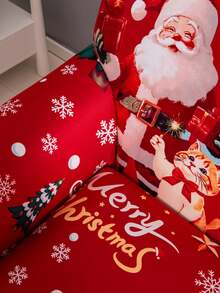 1pc Christmas Santa Claus Sofa Cover, Anti-Scratch & Anti-Bite For Cats And Dogs, Elastic Spandex Sofa Protector For Living Room, L-Shaped Chaise Lounge Sofa Pad, Full Coverage For 1/2/3/4 Seater - Red - View 7