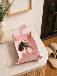 Cat Desktop Storage Box, Office Desk Organizer, Foldable Jewelry Stationery Key Tray, Home Desktop Decor, Jewelry Storage Tray - Multicolor - View 6