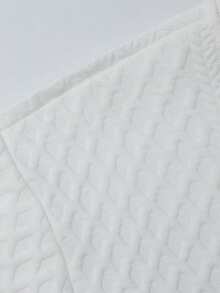 Sweatshirt Pria Putih Bertekstur Jacquard dengan Kerah Bulat, Pullover Minimalis Lengan Panjang Bermotif Kotak-kotak Rajut Bergaris, Cocok untuk Musim Semi dan Gugur - Putih - View 6