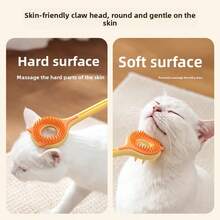 1pc Cat 3-In-1 Retractable Grooming Tool, Facial Massage & Itch Relief Wand And Interactive Teaser Toy, Suitable For Indoor Cats, Gentle Pet Hair Removal Brush, Battery Not Included - Multicolor - View 3