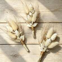 Buket Bunga Buatan Mini Dekorasi Pernikahan Bohemian, Boutonniere Pria, Hiasan Meja Tengah, Dekorasi Kue Ulang Tahun Rumput Iga - G20 - View 9