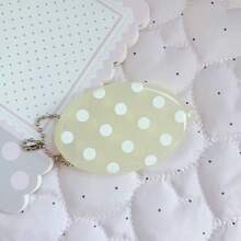 Cute Polka Dot Mini Hard Shell Oval Coin Purse With Bead Chain Keychain, Portable Small Storage Bag For Earphones, Lipstick, Cards, Y2K Sweet Bag Charm For Girls - A - View 9