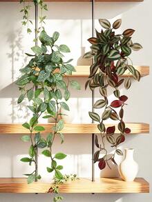 1/2/4pcs Artificial Plants, 4 Options: A Red Spotted Leaf, B Green Spotted Leaf, C Pepper Grass, D Green Vein Leaf, Without Pot, Suitable For Year-Round Decoration, School Dorm, Office Decor - Green - View 18