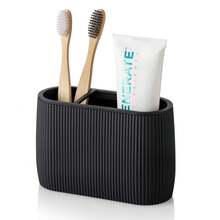 1pc Ribbed Toothbrush Holder, 2-Compartment Bathroom Countertop Storage Box, Suitable For Toothbrush And Toothpaste - Multicolor - View 11