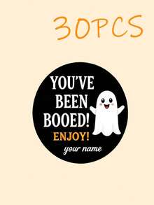 Custom Halloween Round Stickers, Personalized Text Date Name Labels, Ghost Pumpkin Bat Pattern Design, DIY Gift Bags Jars Cookie Boxes Decoration, Suitable For Halloween Party Favors - Multicolor - View 10