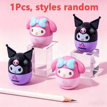 1pc Cartoon Sanrio Series Kuromi & My Melody 3D Shaped Pencil Sharpener, Highly Attractive Cute Student Stationery, Portable Compact Pencil Shaver With Debris Storage, Desktop Learning Tool, Gift Idea - Multicolor - View 10