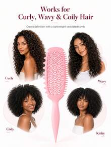 Vented Curl Defining Brush, Smoothing Styling Brush With Side Teeth & Pointed Tail For Curly, Wavy & Coily Hair, Sectioning, Shaping, Detangling & Daily Styling, Multi-Color Options - Curling Iron - View 6