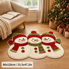 1PC 2D Flat Snowman Pattern Bathroom Rug, Christmas Style. | Suitable For: Rugs, Room Decor, Floor Mats, Bedroom Rugs, Kitchen Mats, Home Decor, Doormats, Bathroom Mats, Vacation Home Decor. Christmas Decor. Winter Decor. - A - View 8