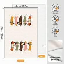 2pcs Kitchen Towels, Cartoon Dachshund Pattern Microfiber Kitchen Towels, 40*60cm/15.7*23.6in Towels, Single-Sided Print, Dish Cloths For Kitchen, Suitable For Restaurant, Meat Room, Bathroom Decor, Holiday Gift - Multicolor - View 3