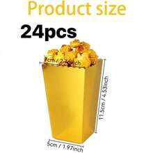 48/24/12PCS/1PC Kotak Popcorn Emas 4.35X2.76X1.97in Kotak Popcorn Kertas Mini Wadah Popcorn Karton Cocok Untuk Camilan Pesta Permen Kantong Popcorn Ulang Tahun Pernikahan Tempat Popcorn - MultiWarna - View 13