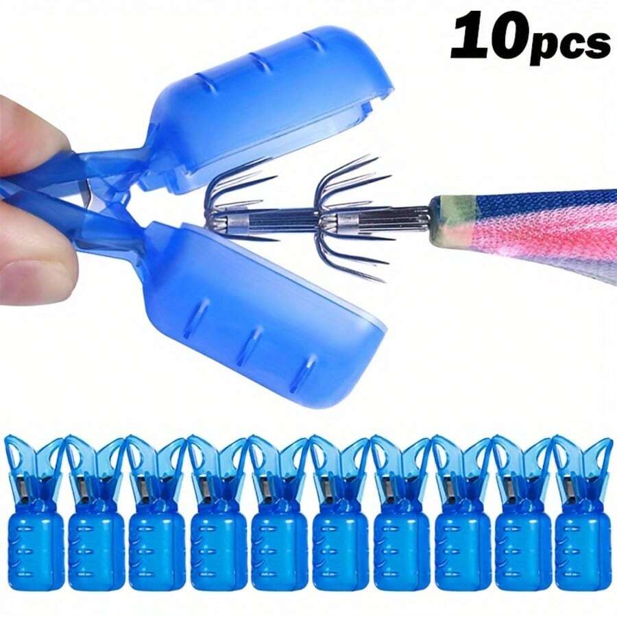 10pcs Squid Hook Protective Covers, PVC Fishing Hook Sleeves, Squid Lure Hook Protection Box, Plastic Hook Safety Caps, Suitable For Large Fishing Lure Hooks - Multicolor - View 1