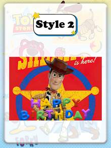 Disney Cartoon Cowboy Character Birthday Background Fabric, With "HAPPY BIRTHDAY" Text Printed On It, 4 Different Patterns Available To Choose From, High-Definition Digital Printing, Background Fabric For Taking Photos In A Theme Party Atmosphere - Multicolor - View 13