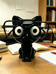 Black Cat Glasses Holder, Fashionable Glasses Display Stand, Desktop Storage Rack, Perfect Choice For Home Decor And Holiday Gifts, Suitable For Office, Bedroom And Living Room, Modern Fashion Accessory, Cat Themed Glasses Holder - Multicolor - View 3