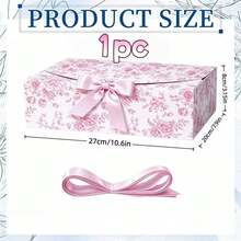 8pcs White Floral Pattern Gift Boxes 7.87 * 7.87 X 3.9 Inches (Approx. 20*20cm*10cm) With Ribbon, Bridesmaid Proposal Box, Gift Box With Lid, Mother's Day, Wedding, Birthday Party, Christmas, Anniversary. - Multiple Styles - View 12