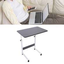 Bettseitentisch mit Rollen aus Holz, höhenverstellbarer mobiler Stehtisch, rollbarer Laptop‑Wagen, C‑förmiger Beistelltisch für Krankenhaus und Heimgebrauch, Schwarz - C - Übersicht 6