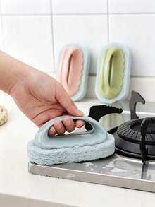 1pc Multipurpose Kitchen Tile Cleaning Brush With Handle, Stove Grease Scrub Brush, Wall Cleaning Sponge, Bathroom Kitchen Surface Scrubber, Household Cleaning Tool - Handheld Cleaning Sponge - View 8