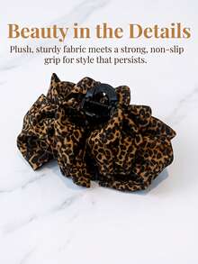 1pc Leopard Print Fluffy Large Hair Claw Clip, New Women's Hair Clip, Premium Style Updo Hair Claw Hair Accessory - Multicolor - View 7