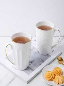 New Fashion British Elegant White Ceramic Coffee Mug With Gold Rim And Handle Decoration, Halloween Pumpkin Shaped Coffee Cup, Home Office Dining Table Decor Exquisite Gift, Suitable For Tea And Coffee Lovers - Multicolor - View 7