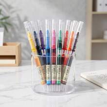 9PCS Direct Liquid Colorful Pen Set, Transparent Visible Barrel, 0.5mm Needle Tip, Multi-Color Quick-Dry Ink, Student Note-Taking, Highlighting, Planner, Hand-Drawing, Doodle, Marking, Writing Stationery - Sets - View 5